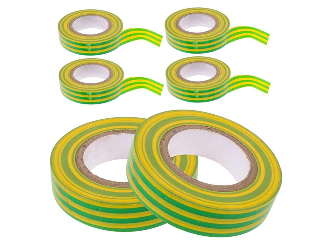 Fita Isolante Elétrica Amarela De Pvc Homoyoyo Para Uso Externo, Resistente Ao Frio E A Chamas, Pacote Com 6 Rolos De 20 Metros