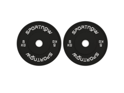 Set 2 discos peso 5kg em borracha com furo 5cm para halteres e barras preto BTFORUS