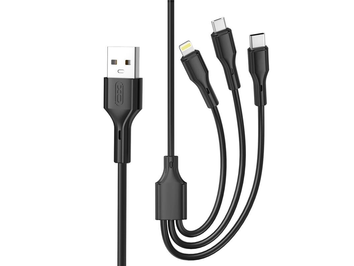 Cabo Usb Triplo De 1 M E 3 A, Lightning, Usb-c E Micro | Nb230