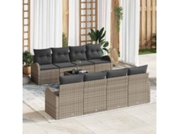 Vidaxl Conjunto De Sofá De Jardim 9 Unid. Cinzeto Vime Pe