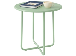 Mesa De Centro Externa Com Borda Enrolada. Base Em X Com Pés Ajustáveis Em Altura. O Terrace Lounge. Ø48x51cm. Verde