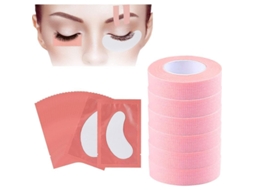 6 Rolo De Fita De Cílios Com 20 Pares De Protetores Oculares, Fita Adesiva Microporosa De Têxto Respirável Rosa