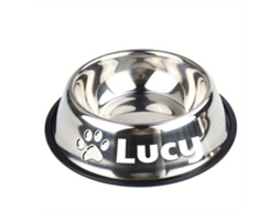 Tigela Personalizada de Aço Inoxidável Antiderrapante para Animais de Estimação com Nome Personalizado, Perfeita para Cães e Gatos, Cinza 5 AQUAFORGE