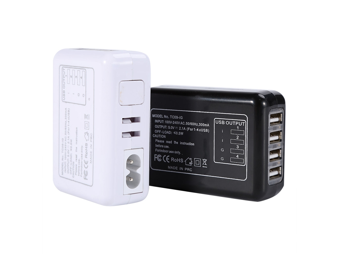 Carregador EOOCOO (4 Portas Usb, Compatível em Todo o Mundo)