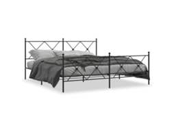 Bed Frame, Bed Frames Vidaxl Preto Aço (183 X 213 Cm)