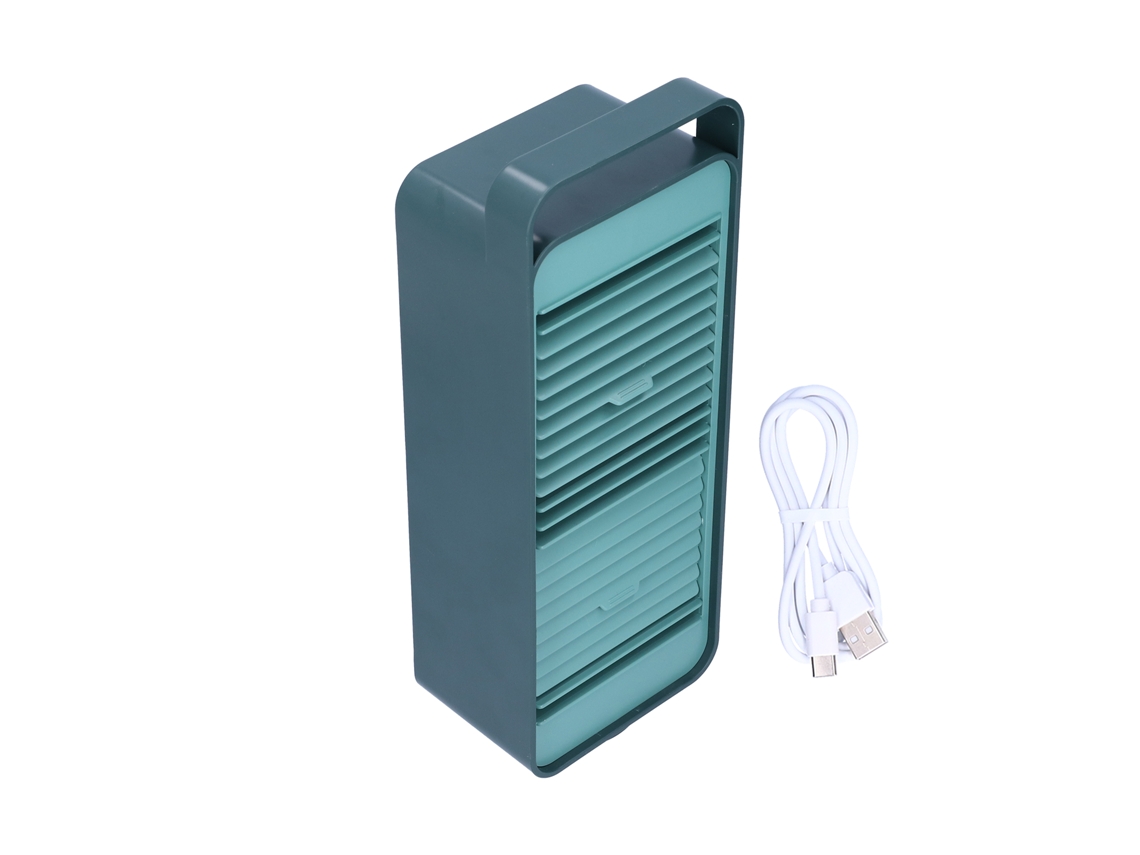 Ventilador Eléctrico de Secretária com Carregamento Usb e Duplo Aspas, na Cor Verde, da Marca LAXISCREED