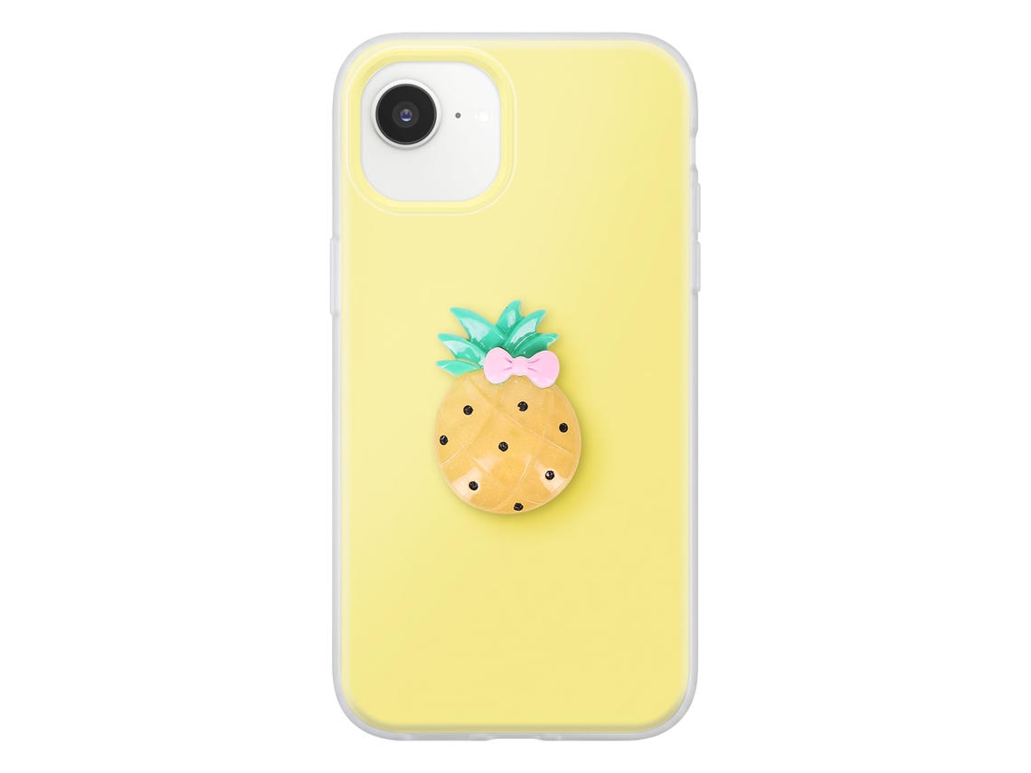Capa Para Iphone 16e Com Motivo Abacaxi Em Relevo 3d E Borda Elevada