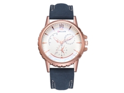 Relógio de Pulso Masculino de Quartzo com Pulseira de Pu Estilo Casual e Negócio Azul
