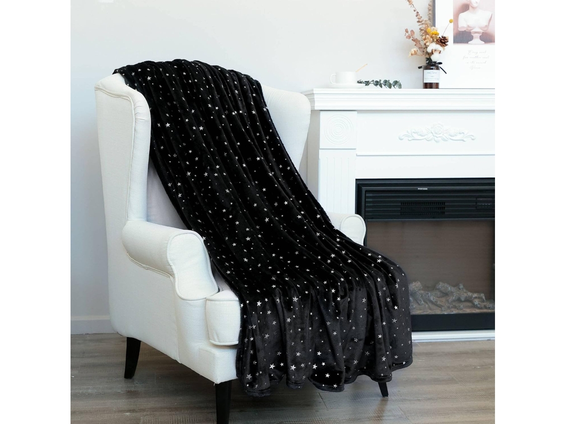 Manta Para Sofá, Manta De Microfibra Espessa E Ultramacia, Ideal Para Todas As Estações.100x150cm Preto Hexinyigjly