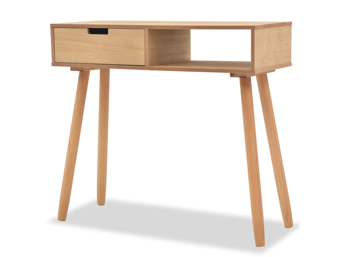 Vidaxl Mesa Consola De Pinho Maciço 80x30x72 Cm Castanho