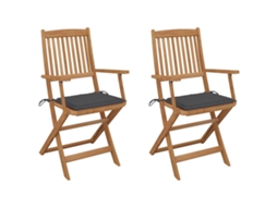 Cadeiras Dobráveis Jardim C/ Almofadões 2 Pcs Acácia Maciça Dkd Home Decor