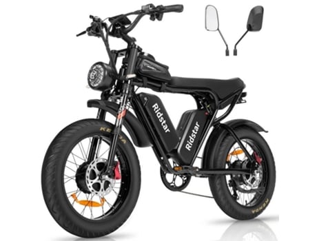 Bicicleta Elétrica Q20 Pro 2000W Motores Duplos 40Ah Baterias Duplas 60 Km/H Pneus Grandes De 20 Polegadas Pretos RIDSTAR