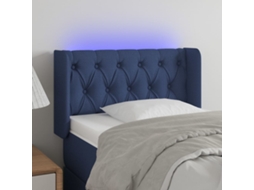 Vidaxl Cabeceira De Cama C/ Luzes Led Tecido 83x16x78/88 Cm Azul
