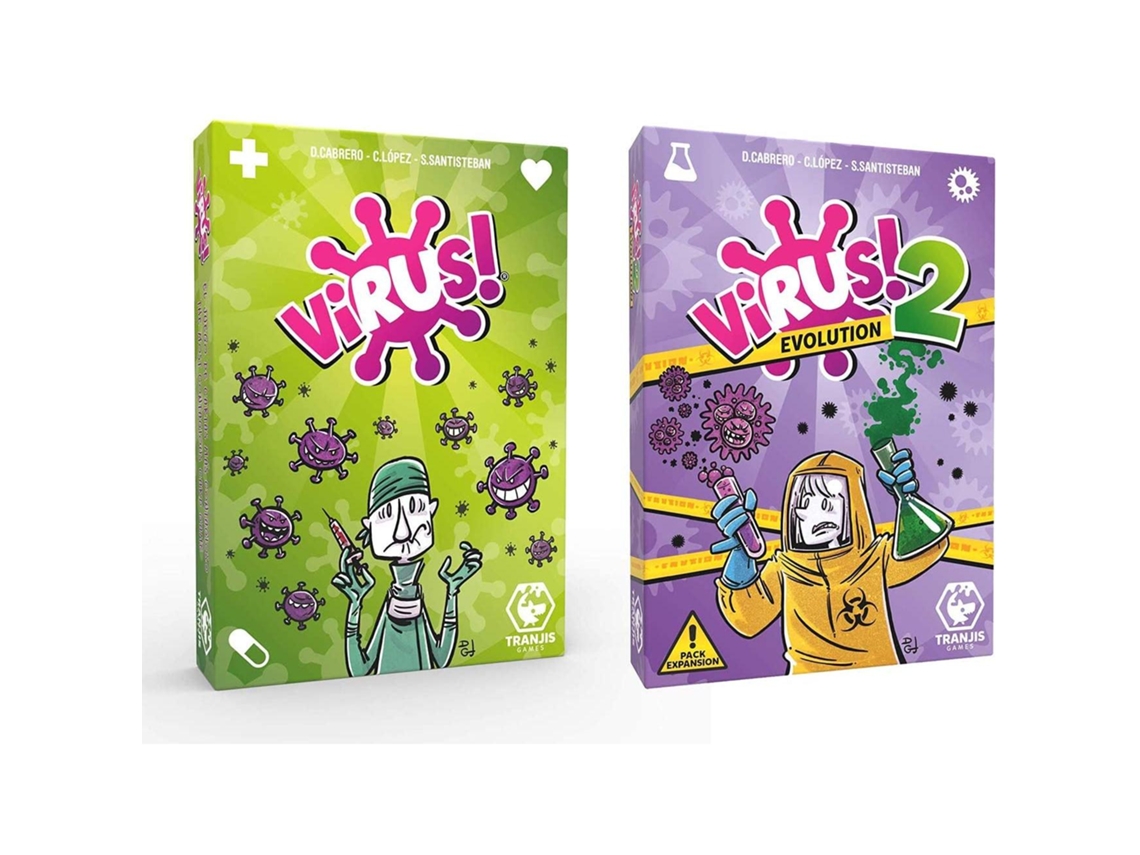 Tranjis Games - Pacote De Jogo De Cartas Virus + Pacote De Expansão Virus 2 Evolution - Versão Em Espanhol