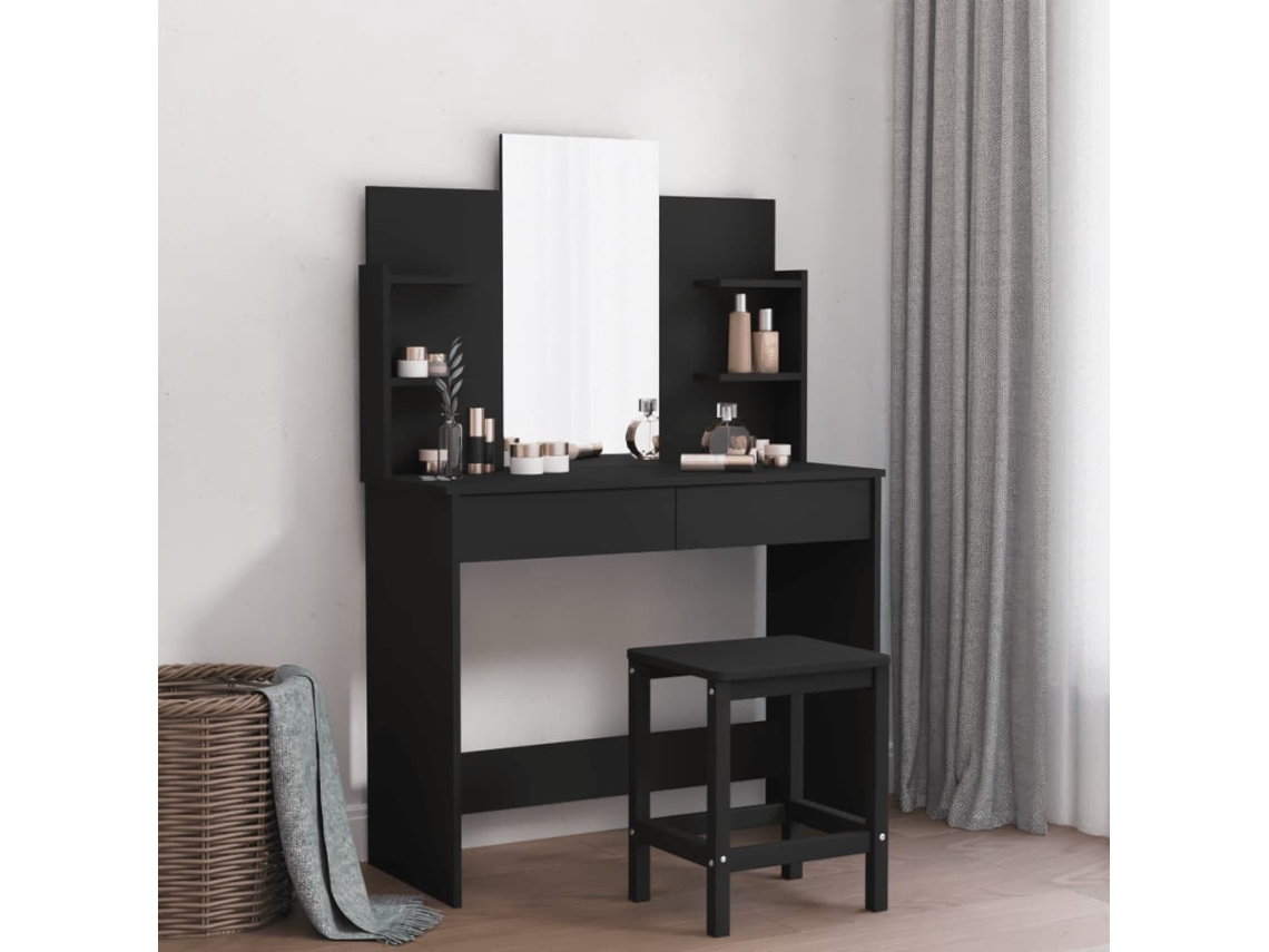 Vidaxl Toucador Com Espelho 96x39x142 Cm Preto