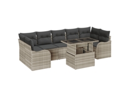 Conjunto 8 Conjunto De Sofá De Jardim Vidaxl Cinzento-claro Vime Pe (289 X 122,5 X 85 Cm)