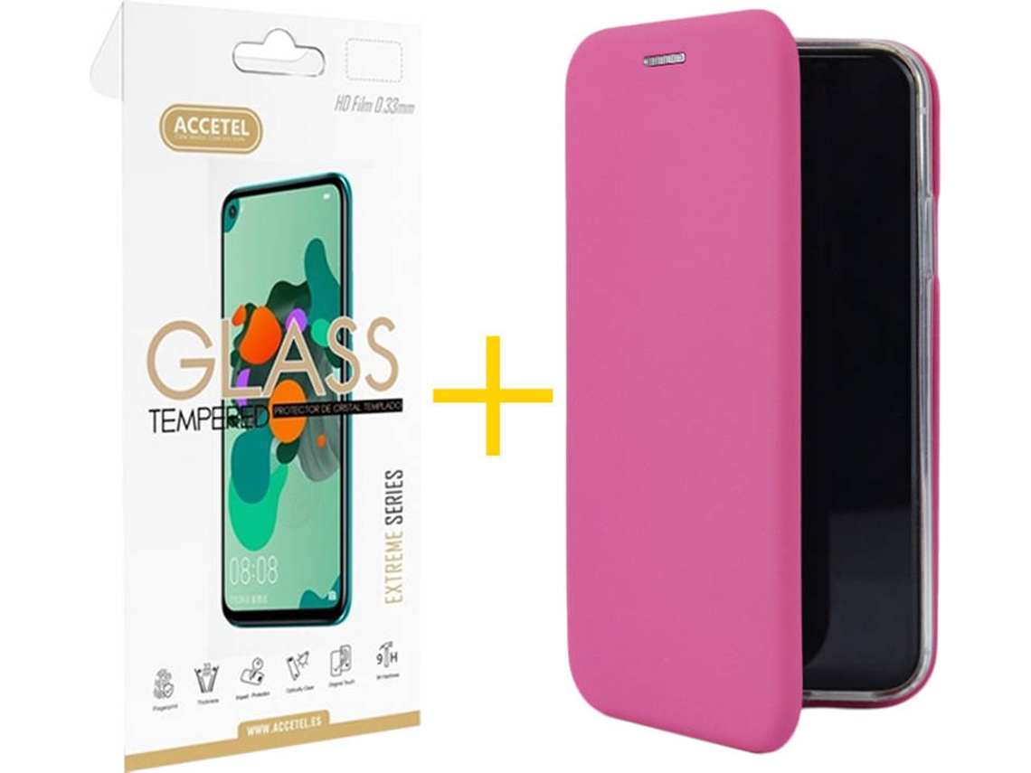 Capa e Película Apple iPhone 11 Pro ACCETEL Flip Cover 0570 Rosa