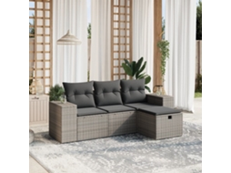 Conjunto de sofá de jardim de 4 peças com almofadas de assento, sofá de sala de estar, linda casa