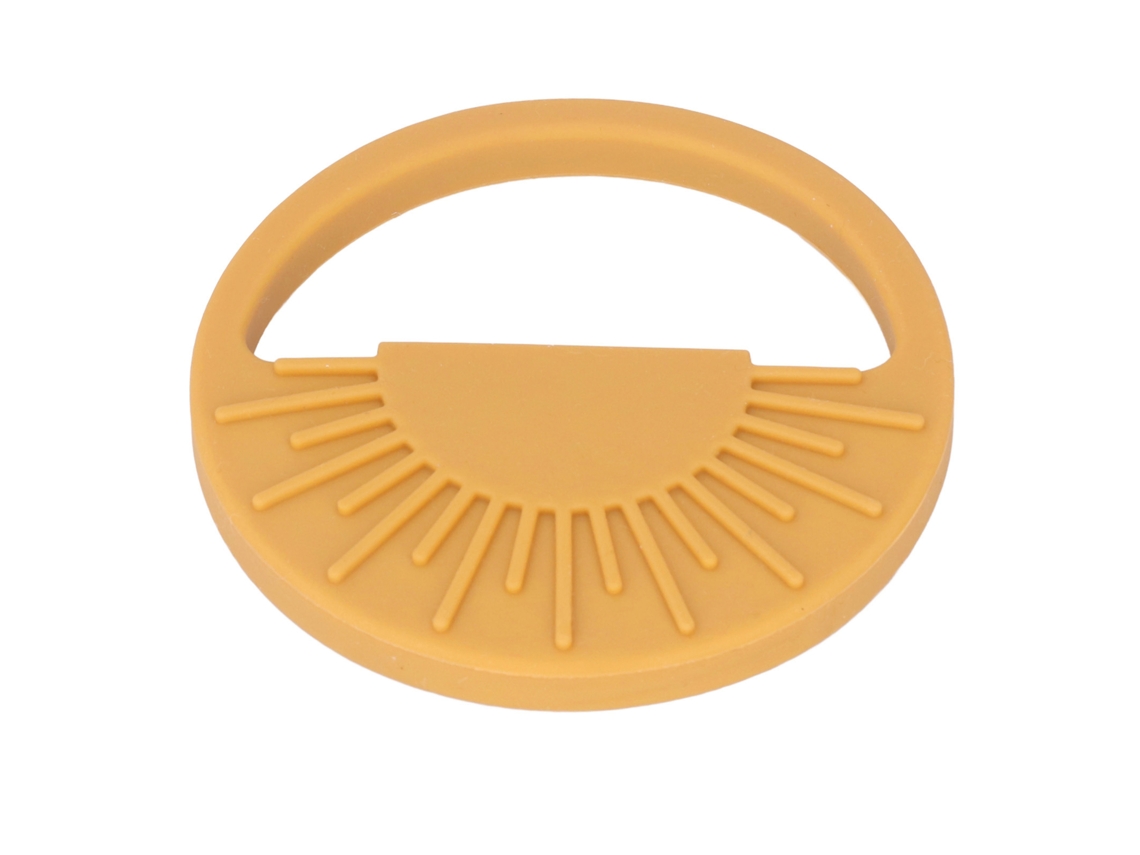 Mali brinquedo de Morder Dentes de Silicone para Bebê Sol Semicircular Fácil de Segurar Amarelo
