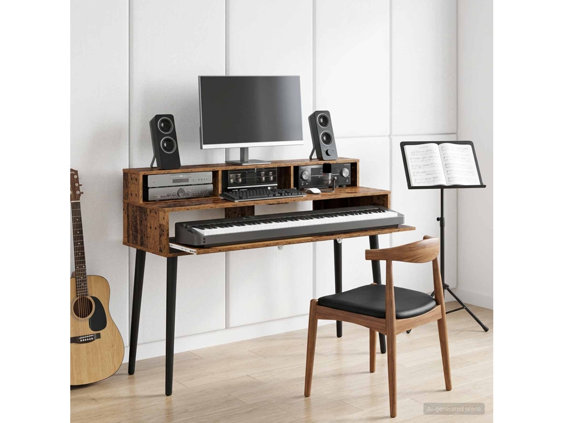 Vidaxl Mesa De Estúdio Madeira Antiga 130 X 42,5 X 36 Cm