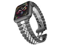 Bracelete para Smartwatch de aço inoxidável com cinco contas masculinas, largura: 22 mm para Apple Watch série 9 e 8 e 7 41 mm/SE 3 e SE 2 e 6 e SE e