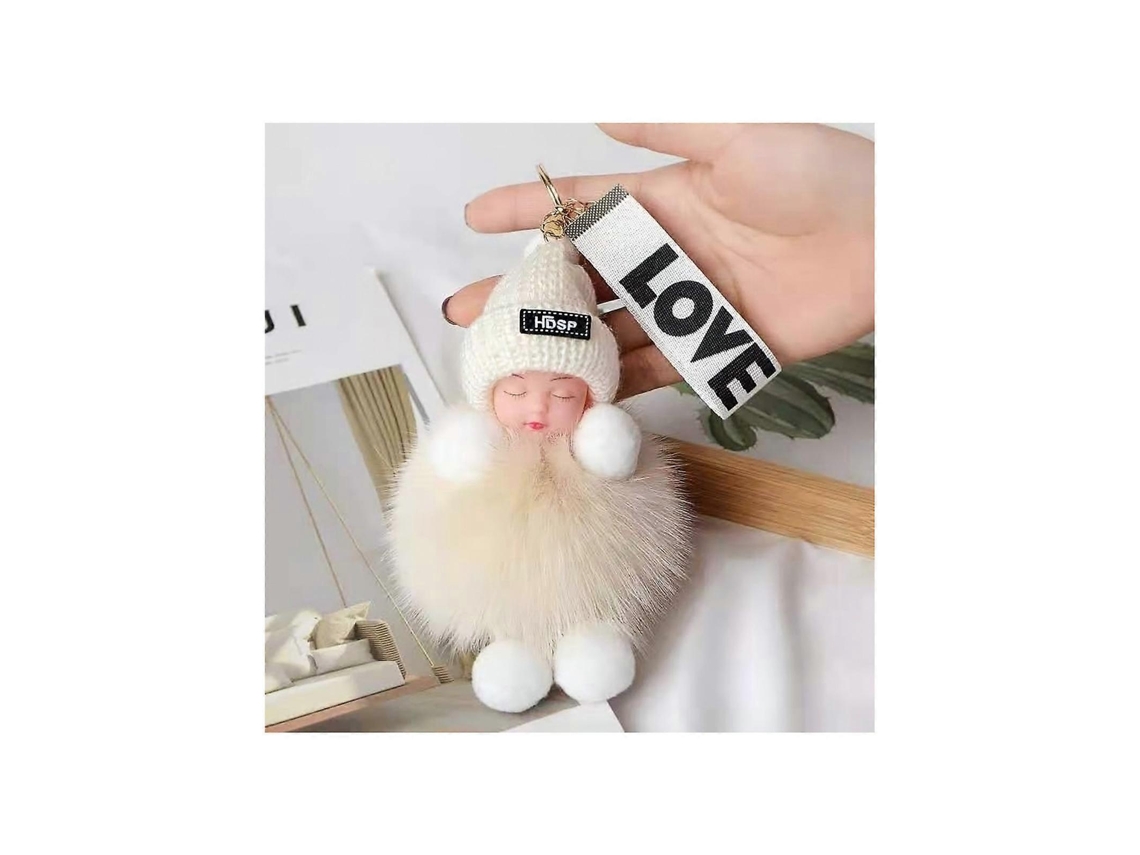 Chaveiro De Pelúcia Bebê Adormecido Decoração Macio E Fofo Para Crianças Meninas Pingente Mochila 5,5 Polegadas Off-white