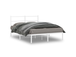 Vidaxl Estrutura De Cama Com Cabeceira 135x190 Cm Metal Branco