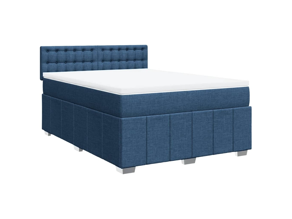 Cama com Molas/colchão 160x200 Cm Tecido Azul MAISON EXCLUSIVE