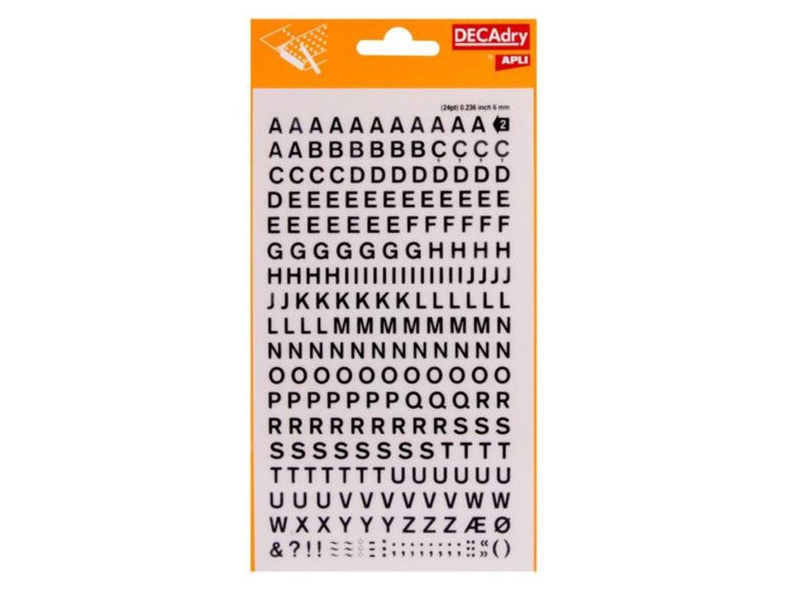 Transferência De Letras Do Alfabeto Preto 6mm Apli Agipa