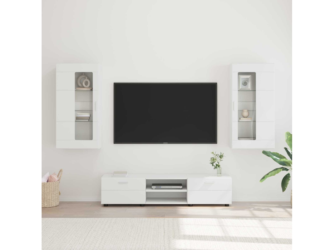 Vidaxl Conjunto De Móvel De Tv Florin 3 Pcs Branco Madeira Processada