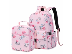Mochila Wind Backpack Estudante Mochila Escolar Conjunto De Duas Peças Estampada Impermeável Rosa
