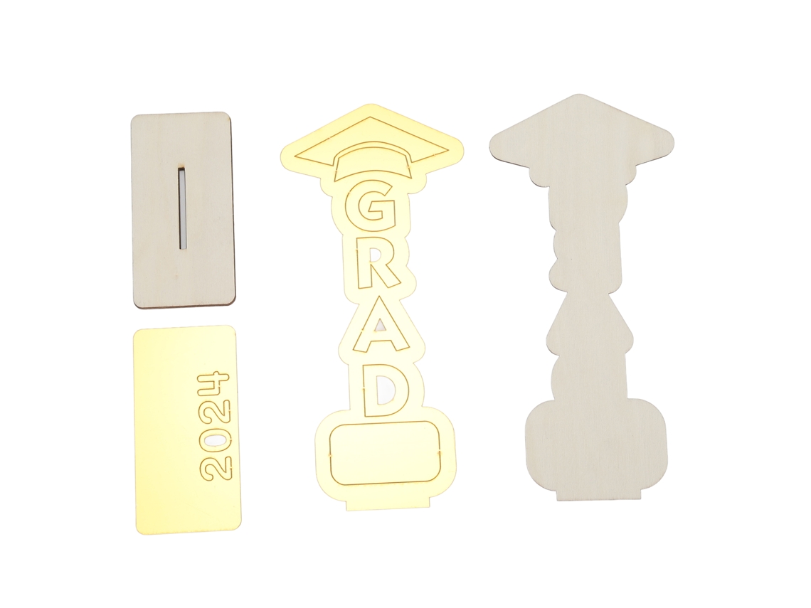Mali ornamento de Madeira para Formatura 2024 Diy Versátil Decoração de Mesa Sacada Sala Quarto Ouro