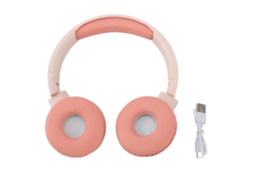 Auriculares estéreo Bluetooth com graves perfeitos, design dobrável e conector de 3,5 mm, rosa | S/MARCA