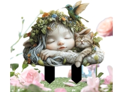 Decorações de Fadas Estaca Mágica para Jardim, Escultura Decorativa, Ornamento em Miniatura Design Premium em Metal CHABERLU
