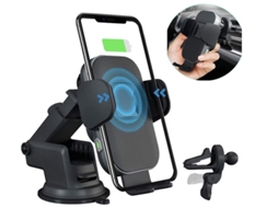 Carregador Carro Qi Fast Auto Fixação Sensor Inteligente Para Apple, Samsung Yizhood Preto