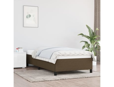 Estrutura de Cama 90X190 cm Tecido Castanho-Escuro