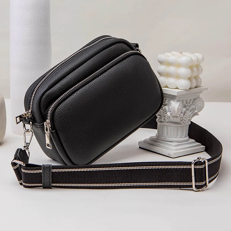 (preta, 21x15,5x8 Cm) Bolsa Transversal Feminina Casual Com Alça Larga, Elegante, Em Couro Pu.