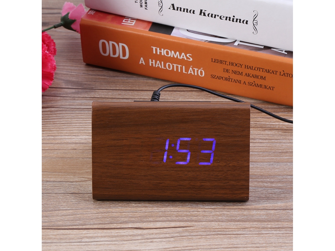Mini Display Digital Eletrônico De Madeira Triangular Led Usb Slowmoose