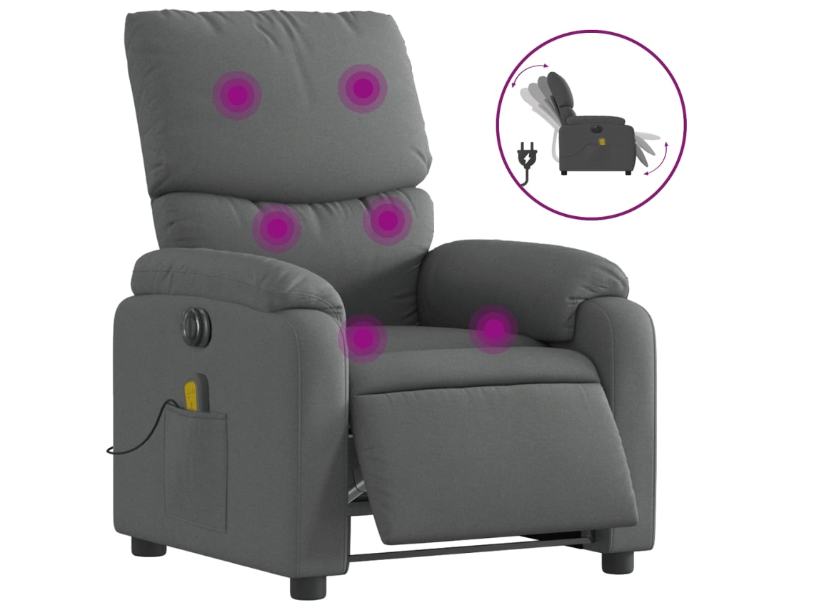 Electric Massage Recliner Chair, Electric Massage Recliner Chairs Vidaxl Cinzeto Tecido