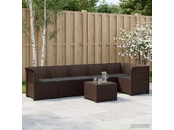 Vidaxl Sofá De Jardim Para 6 Pessoas Com Almofadas Aparência De Rattan