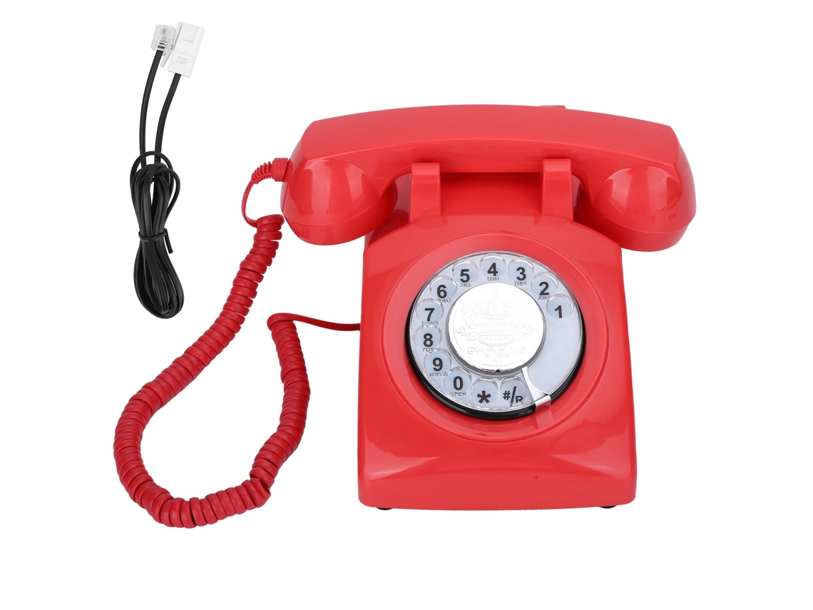 Aetheria telefone Fixo de Mesa Antigo Vintage com Disc Giratório Revolve Dial Landline (vermelho)