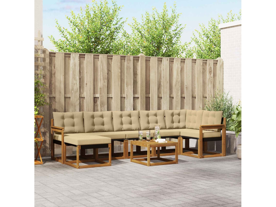 Vidaxl Conjunto De Sofás Para Exterior 8 Unid. Natural E Bege
