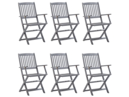 Maison Exclusive - Cadeiras Exterior Dobráveis C/ Almofadões 6 Pcs Acácia Maciça