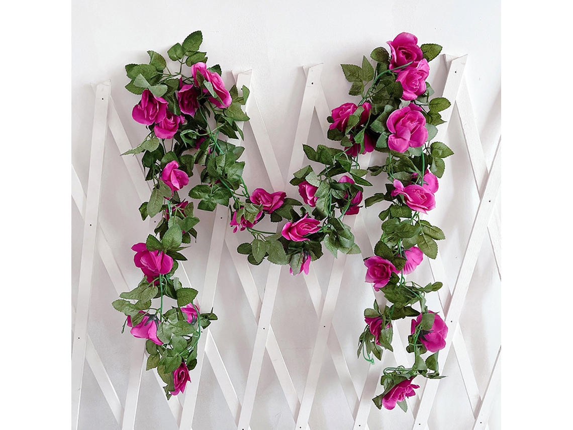 Decoração de Casamento em Rattan Rosa com Flores Artificiais Roxo AQUAFORGE