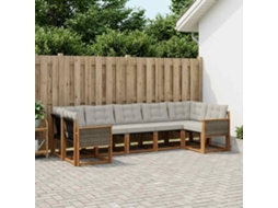 Vidaxl Conjunto De Sofás Para Exterior 7 Unid. Natural E Cinza Claro