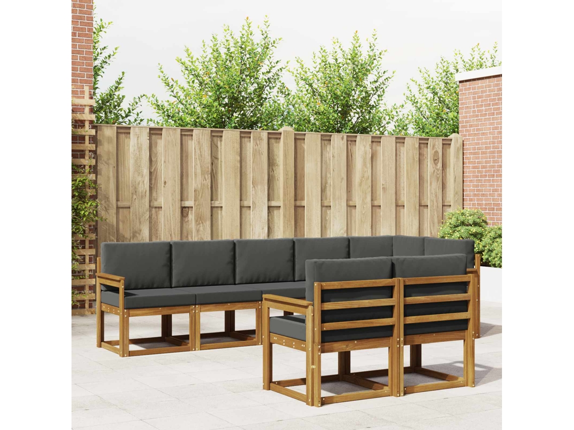 Vidaxl Conjunto De Sofás Para Exterior 8 Unid. Natural E Antracite