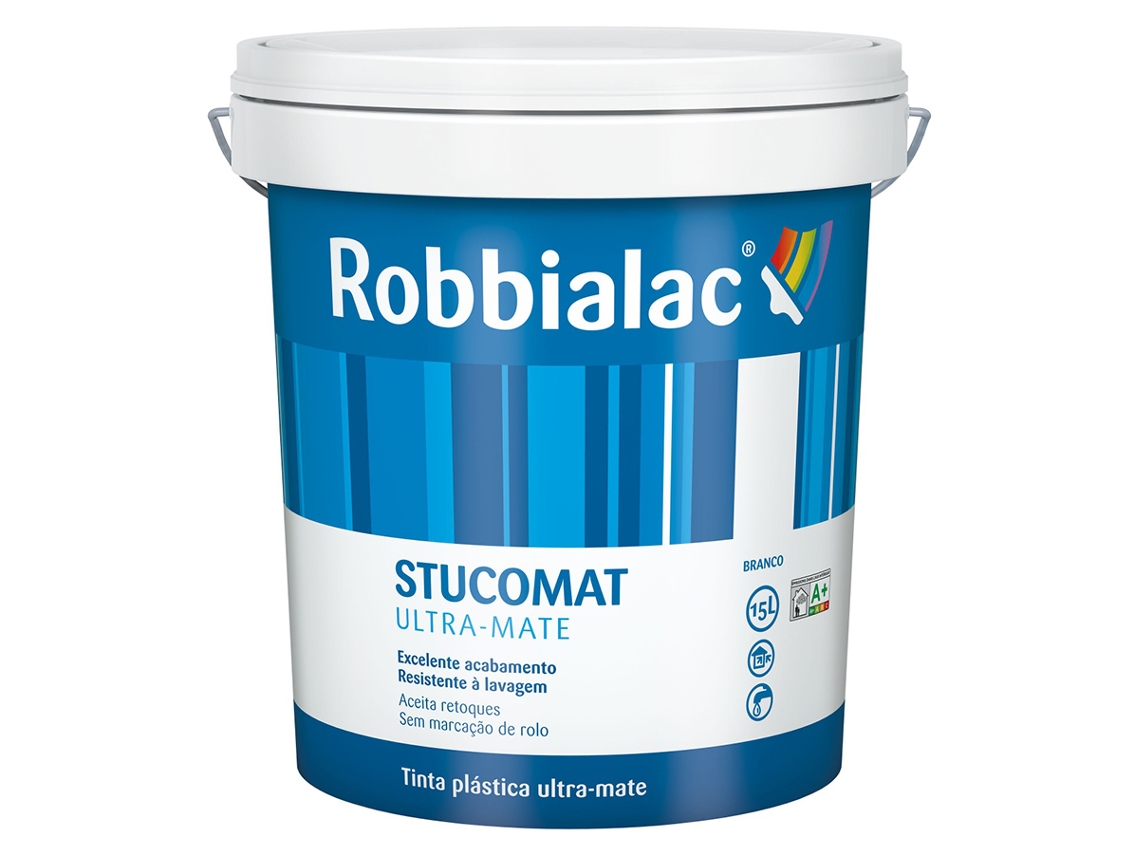 Tinta Interior e Exterior Mate ROBBIALAC Stucomat (Branco - 15 L)