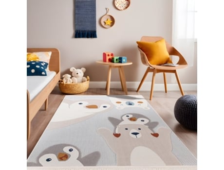 Rugura - Tapete Para Quarto Infantil 160x230cm Menina Menino Com Nuvens, Estrelas, Arco-íris, Animais E Montanhas