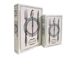 Jogo de Caixas Decorativas SIGNES GRIMALT Livro Branco Madeira Mdf 7x30x21 cm