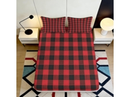 Conjunto de Cama com Estampa Xadrez Búfalo Microfibra Fronha 200x25cm
